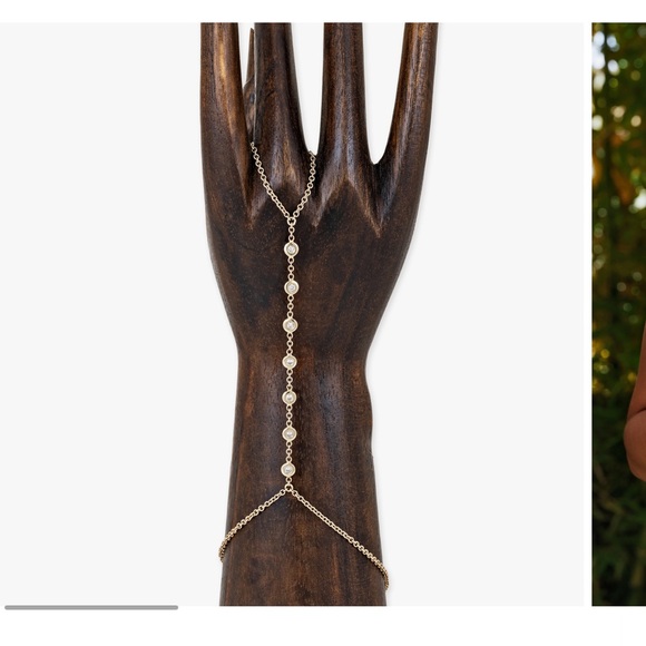 JACQUIE AICHE 14K 7 DIAMOND FINGER BRACELET HAND CHAIN WHITE GOLD - Picture 15 of 16